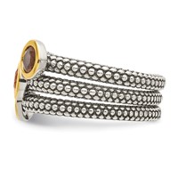 Shey Couture Sterling Silver Gold-tone Flash Gold-plated Antiqued Round Bezel.30 Garnet.20 Citrine.20 Smoky Quartz 3 Stackable Rings view 3