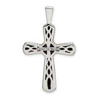 Shey Couture Sterling Silver Necklace with 14K Accent Antiqued Cushion Bezel Amethyst Cross, 18" view 3