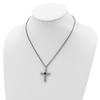 Shey Couture Sterling Silver Necklace with 14K Accent Antiqued Cushion Bezel Amethyst Cross, 18" view 4