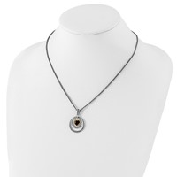 Shey Couture Sterling Silver Gold-tone Flash Gold-plated Antiqued Checkerboard Garnet Heart Necklace - 18in view 4