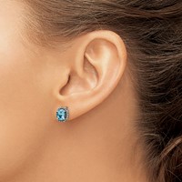 Shey Couture Sterling Silver Antiqued Oval Blue Topaz Post Earrings view 3
