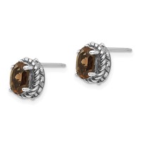 Shey Couture Sterling Silver Antiqued Oval Smoky Quartz Post Earrings view 2