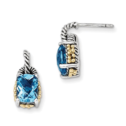 Sterling Silver Earrings with 14K Sky Blue Topaz