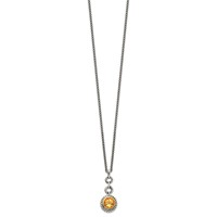 Shey Couture Antiqued Sterling Silver with 14K Gold-plated Accent Round Bezel Citrine Necklace, 18" view 2