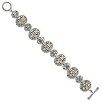 Shey Couture Sterling Silver Bracelet with 14K Accent Antiqued Toggle - 8in view 2