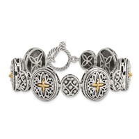 Shey Couture Sterling Silver Bracelet with 14K Accent Antiqued Toggle - 8in view 3