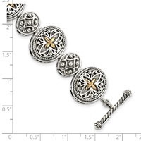 Shey Couture Sterling Silver Bracelet with 14K Accent Antiqued Toggle - 8in view 4