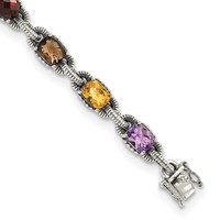 Shey Couture Sterling Silver Antiqued Cushion.86 Amethyst.86 Citrine 1.10 Garnet.55 Peridot.86 Smoky Quartz Bracelet, 7.25" view 1