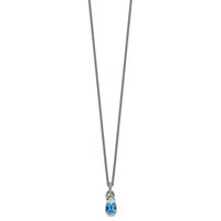 Shey Couture Sterling Silver Antiqued Cushion Bezel Sky Blue Topaz and Diamond Necklace, 18" view 2