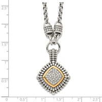 Shey Couture Sterling Silver Necklace with 14K Accent Antiqued Diamond, 17" view 3