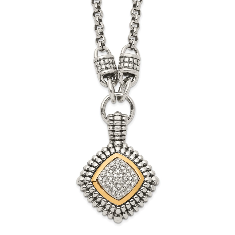 Shey Couture Sterling Silver Necklace with 14K Accent Antiqued Diamond, 17"