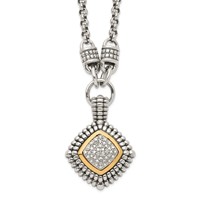 Shey Couture Sterling Silver Necklace with 14K Accent Antiqued Diamond, 17" view 1