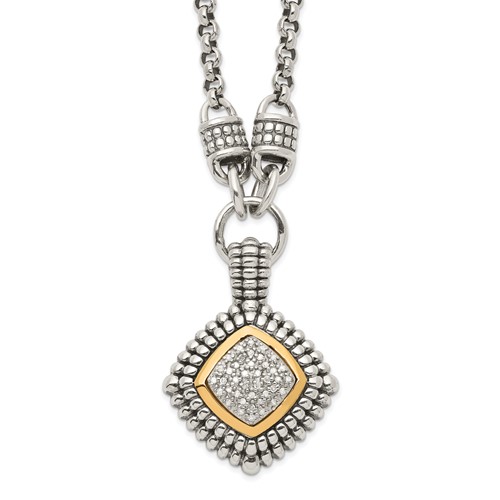 Shey Couture Sterling Silver Necklace with 14K Accent Antiqued Diamond, 17"