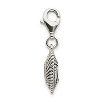 Shey Couture Sterling Silver Charm with 14K Accent Antiqued Amethyst Antiqued Heart with Lobster Clasp view 2