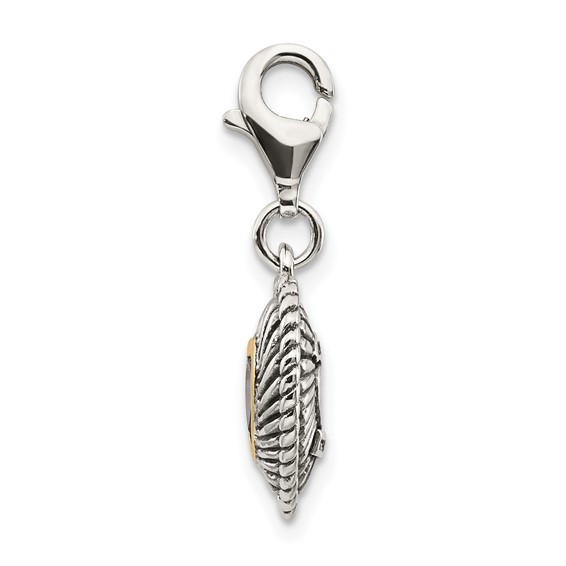 Heart Gemstone Antiqued Charm