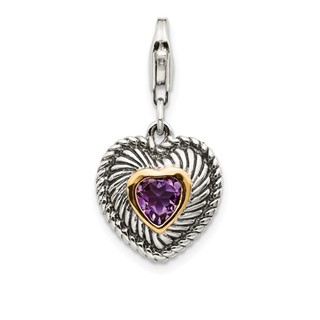 Heart Gemstone Antiqued Charm