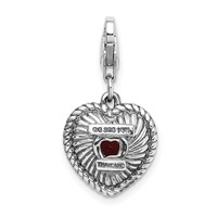 Shey Couture Sterling Silver Charm with 14K Accent Antiqued Heart Shaped Garnet with Lobster Clasp Heart view 3