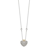 Shey Couture Sterling Silver Rhodium-plated Necklace with 14K Accent Diamond Vintage Heart, 18" view 2