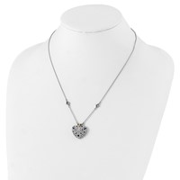 Shey Couture Sterling Silver Rhodium-plated Necklace with 14K Accent Diamond Vintage Heart, 18" view 4
