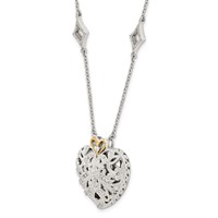 Shey Couture Sterling Silver Rhodium-plated Necklace with 14K Accent Diamond Vintage Heart, 18" view 5