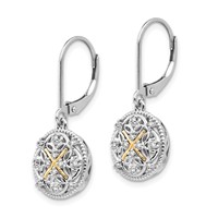 Shey Couture Sterling Silver Rhodium-plated Earrings with 14K Accent Diamond Leverback Dangle Vintage view 2