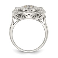 Shey Couture Sterling Silver Rhodium-plated Ring with 14K Accent Diamond Vintage view 2