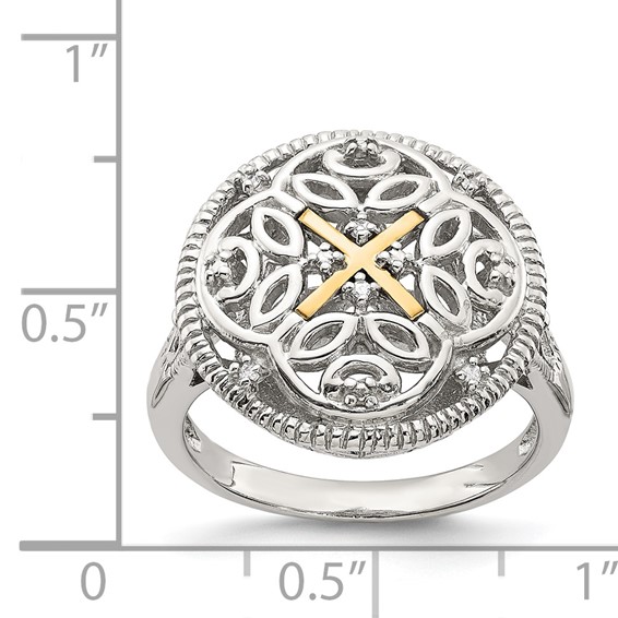 Shey Couture Sterling Silver Rhodium-plated with 14K Accent Diamond Vintage Ring