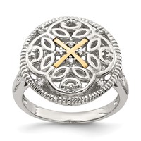 Shey Couture Sterling Silver Rhodium-plated Ring with 14K Accent Diamond Vintage view 1