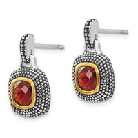 Shey Couture Sterling Silver Flash Gold-plated Antiqued Garnet Earrings view 2