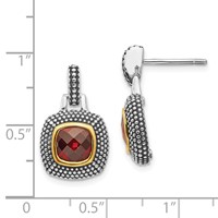 Shey Couture Sterling Silver Flash Gold-plated Antiqued Garnet Earrings view 4