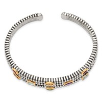 Shey Couture Sterling Silver Bracelet with 14K Accent Antiqued Bezel.36 Amethyst.55 Blue Topaz.18 Citrine.35 Garnet.30 Peridot Cuff view 2