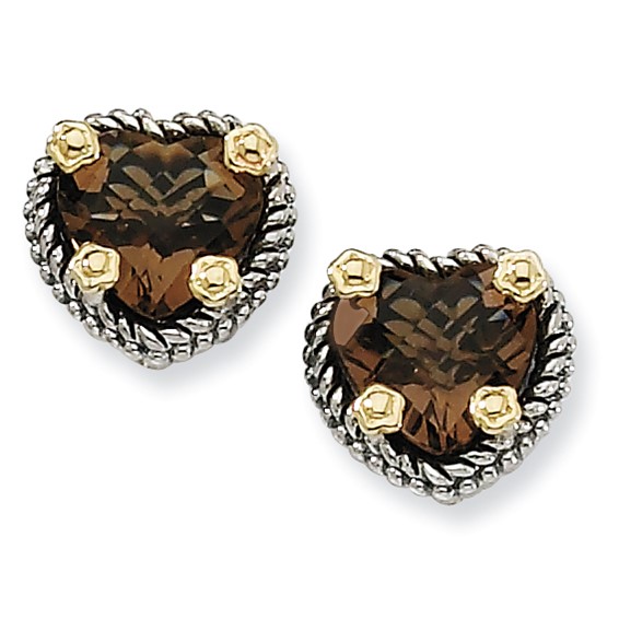 Sterling Silver w/14k Smoky Quartz Earrings