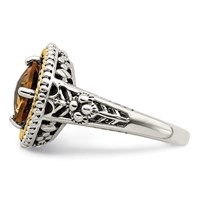 Shey Couture Sterling Silver Ring with 14K Accent Antiqued Cushion Citrine view 3