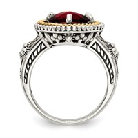 Shey Couture Sterling Silver Ring with 14K Accent Antiqued Checkerboard Cushion Garnet view 2