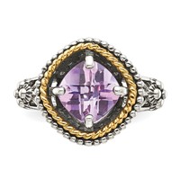 Shey Couture Sterling Silver Ring with 14K Accent Antiqued Cushion Pink Quartz view 5