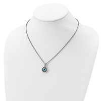 Shey Couture Sterling Silver Necklace with 14K Accent Antiqued Cushion Swiss Blue Topaz, 18" view 4