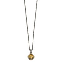 Shey Couture Sterling Silver Necklace with 14K Accent Antiqued Cushion Citrine, 18" view 2