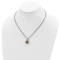 Shey Couture Sterling Silver Necklace with 14K Accent Antiqued Cushion Citrine, 18" view 4