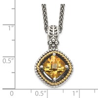 Shey Couture Sterling Silver Necklace with 14K Accent Antiqued Cushion Citrine, 18" view 3