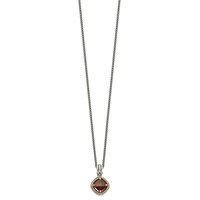 Shey Couture Sterling Silver Necklace with 14K Accent Antiqued Checkerboard Cushion Garnet, 18" view 2