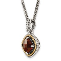 Shey Couture Sterling Silver Necklace with 14K Accent Antiqued Checkerboard Cushion Garnet, 18" view 5