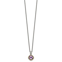 Shey Couture Sterling Silver with 14K Accent 18 Inch Antiqued Cushion Pink Quartz Necklace view 2