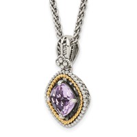 Shey Couture Sterling Silver with 14K Accent 18 Inch Antiqued Cushion Pink Quartz Necklace view 5