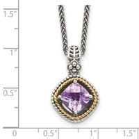 Shey Couture Sterling Silver with 14K Accent 18 Inch Antiqued Cushion Pink Quartz Necklace view 3