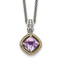 Shey Couture Sterling Silver with 14K Accent 18 Inch Antiqued Cushion Pink Quartz Necklace view 1