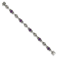 Shey Couture Sterling Silver Antiqued Round Amethyst Bracelet, 7.75" view 2
