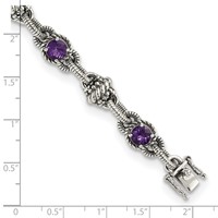 Shey Couture Sterling Silver Antiqued Round Amethyst Bracelet, 7.75" view 3