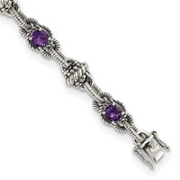 Shey Couture Sterling Silver Antiqued Round Amethyst Bracelet, 7.75" view 1