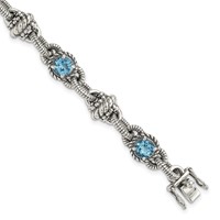 Shey Couture Sterling Silver Antiqued Round Swiss Blue Topaz Bracelet, 7.75" view 1