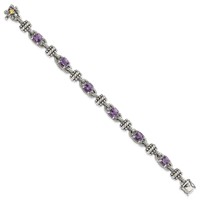 Shey Couture Sterling Silver Bracelet with 14K Accent Antiqued Cushion Amethyst, 7.5" view 2